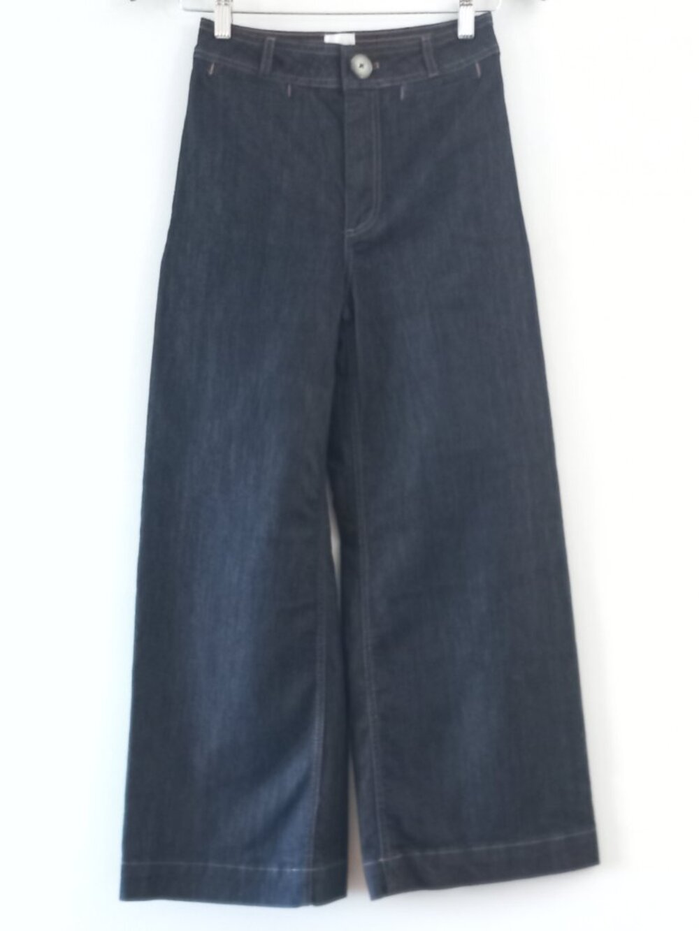 MAEVE ANTHROPOLOGIE The Colette wide leg dark denim with contrast stitchingjeans